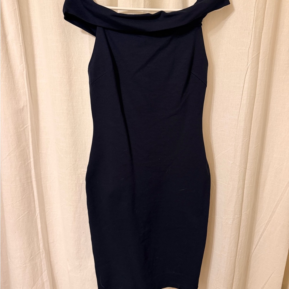 Fashion Nova Off-Shoulder Navy Bodycon Dress